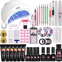 36W Lámpara Kit Uñas de Gel Completo- MYSWEETY Kit de Inicio de Manicura con 6 Extensión 4 Color Gels- Capa Superior…